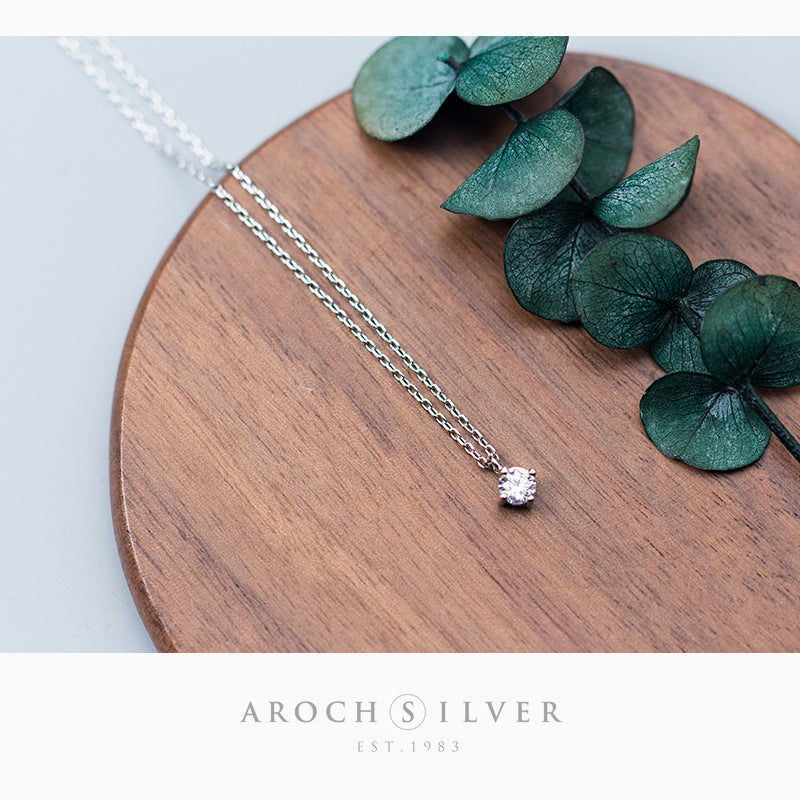Solitaire Sterling Silver Pendant Necklace, product image 4