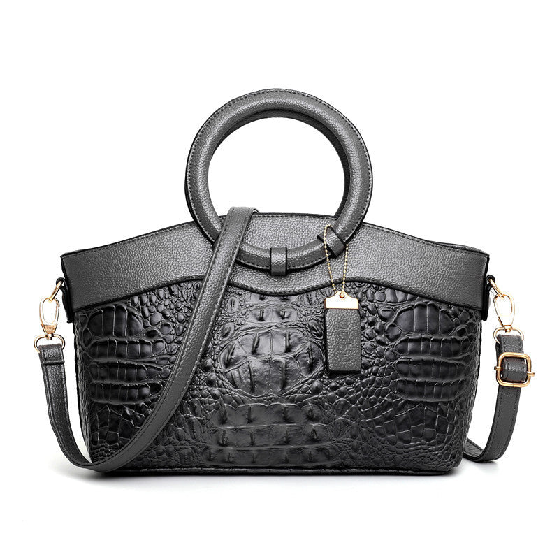 Dual-Texture Croc-Effect Satchel, product image 4