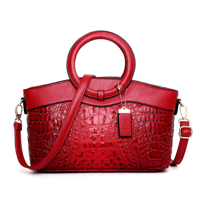 Dual-Texture Croc-Effect Satchel, product image 7
