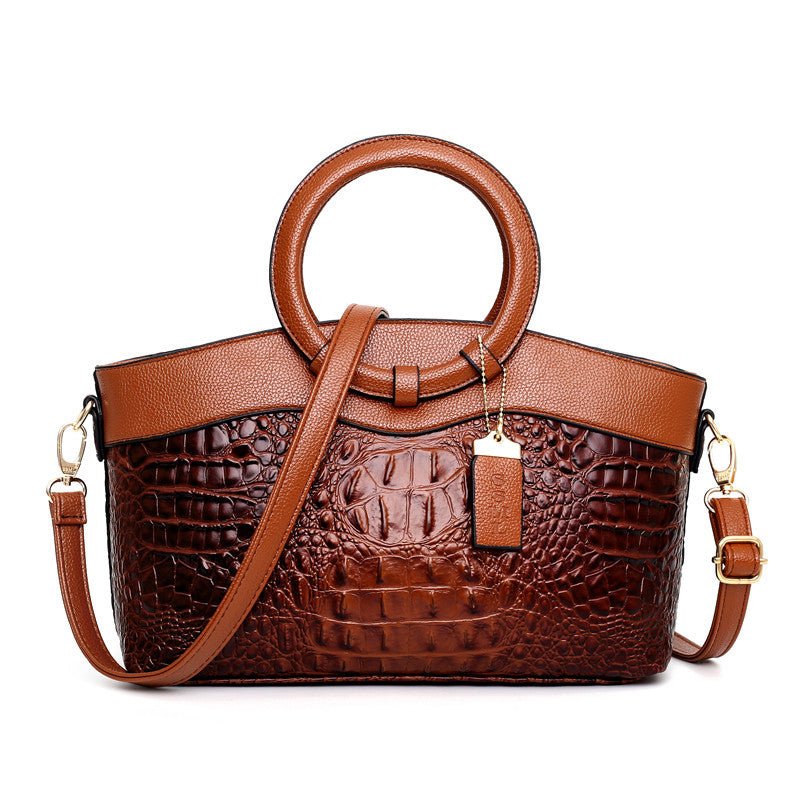 Dual-Texture Croc-Effect Satchel, product image 3