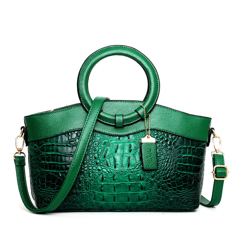 Dual-Texture Croc-Effect Satchel, product image 11