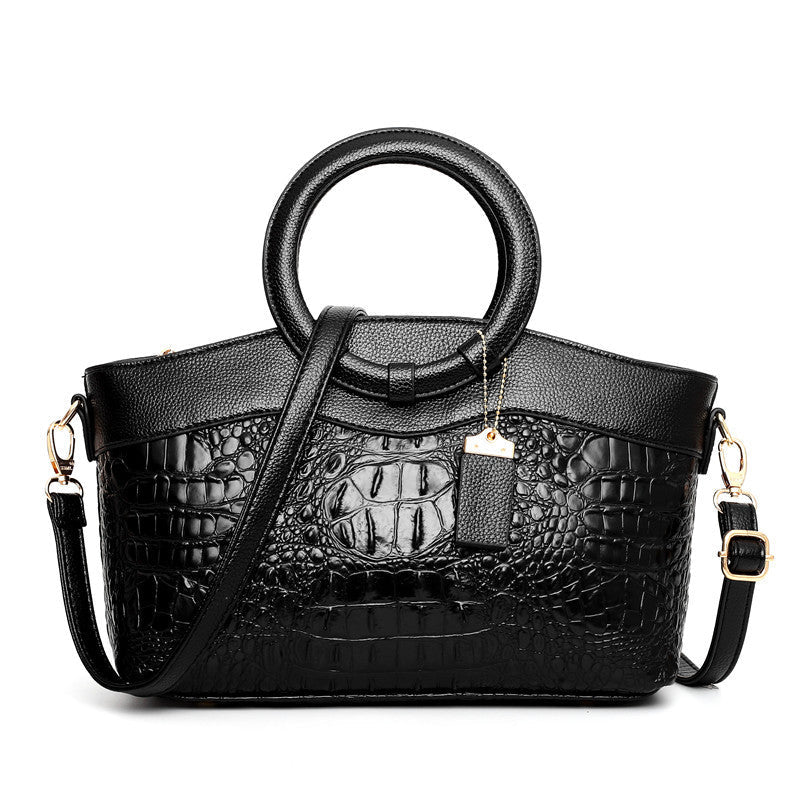 Dual-Texture Croc-Effect Satchel, product image 6