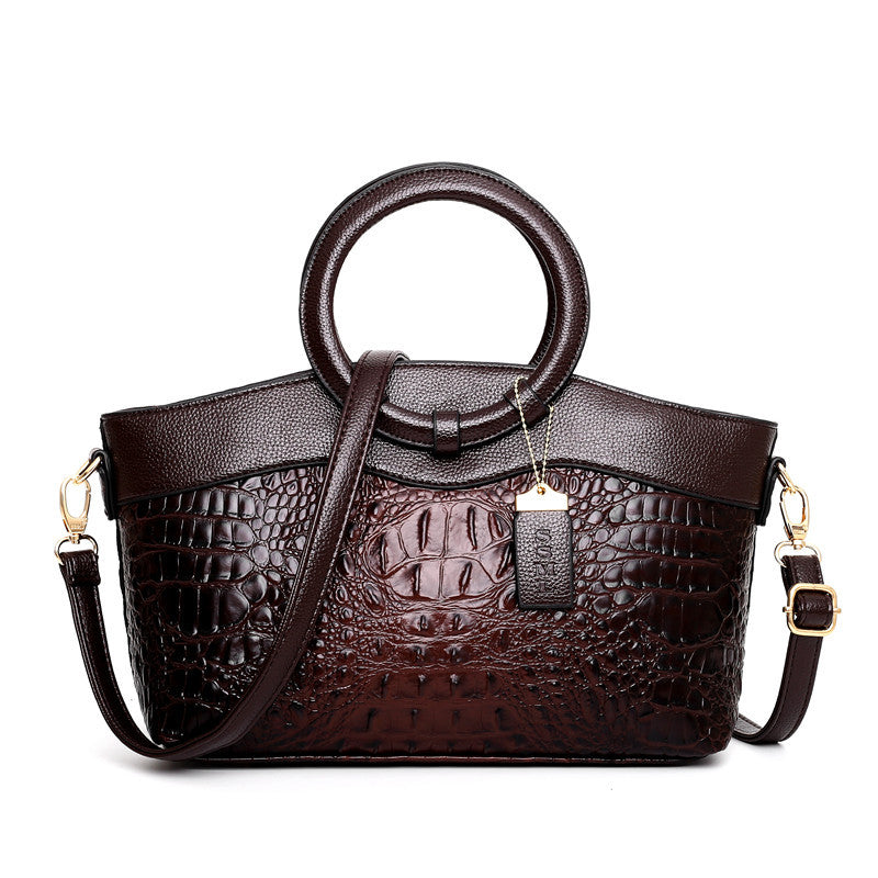 Dual-Texture Croc-Effect Satchel, product image 5