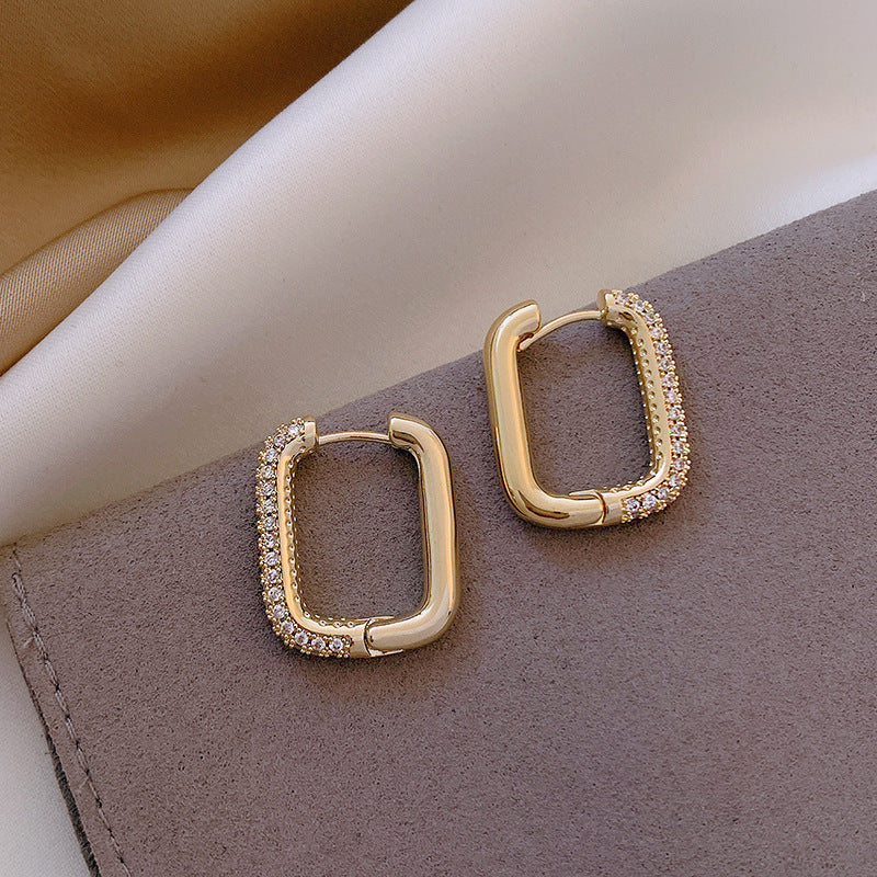 Rectangular Pavé Hoop Earrings, product image 3