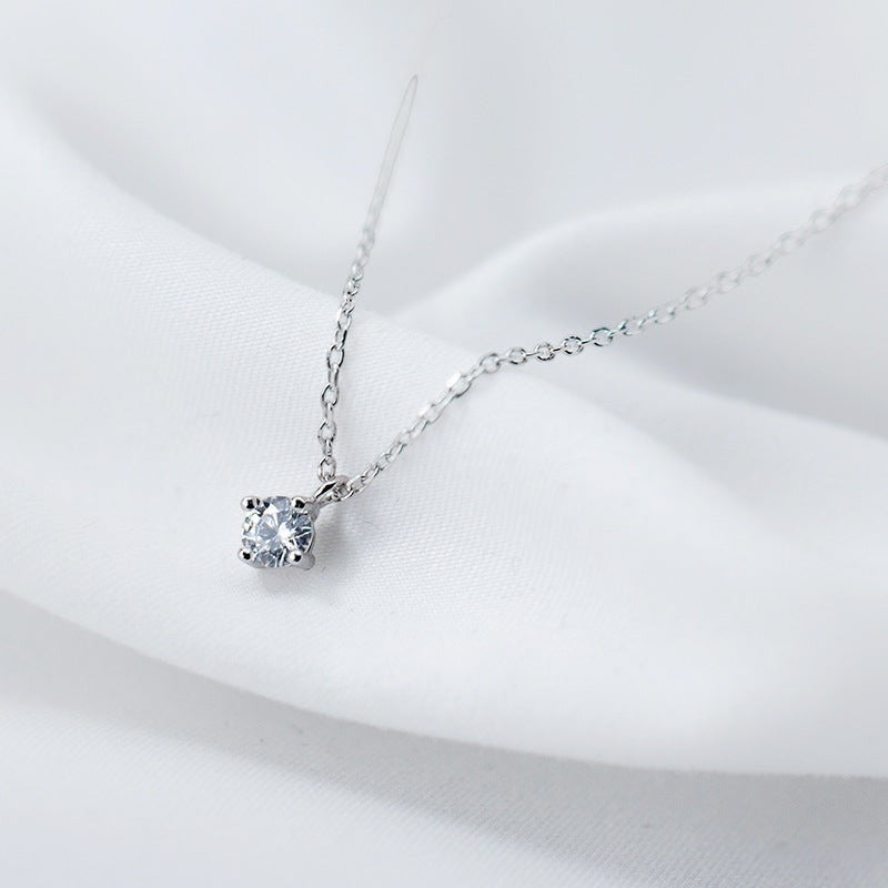 Solitaire Sterling Silver Pendant Necklace, product image 2