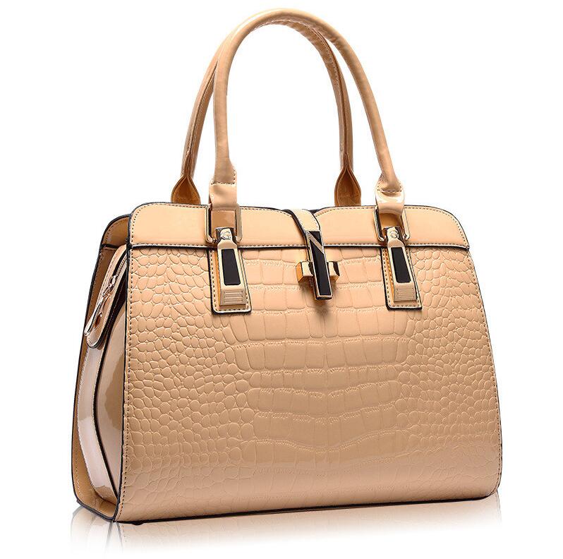 Glossy Croc-Embossed Top-Handle Satchel, product image 7