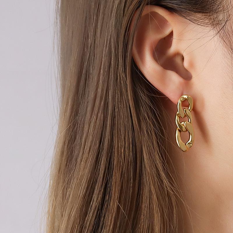 Curb Chain Drop Stud Earrings, product image 3