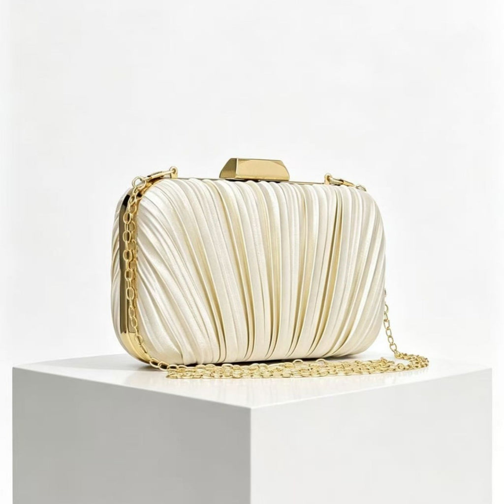 Pleated Silk-Texture Evening Clutch, product image 6