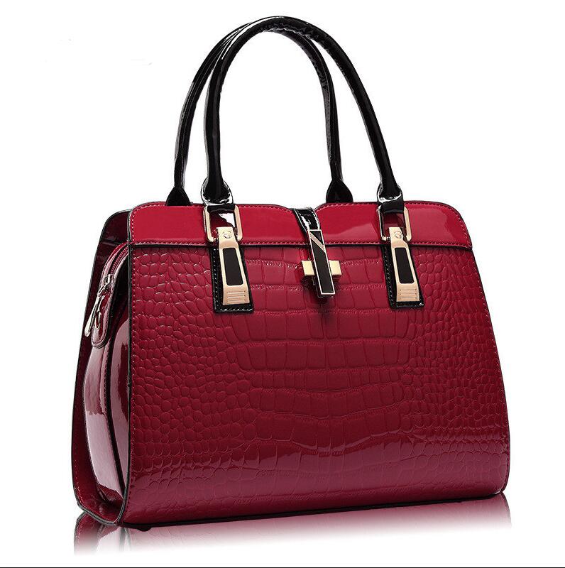 Glossy Croc-Embossed Top-Handle Satchel, product image 4