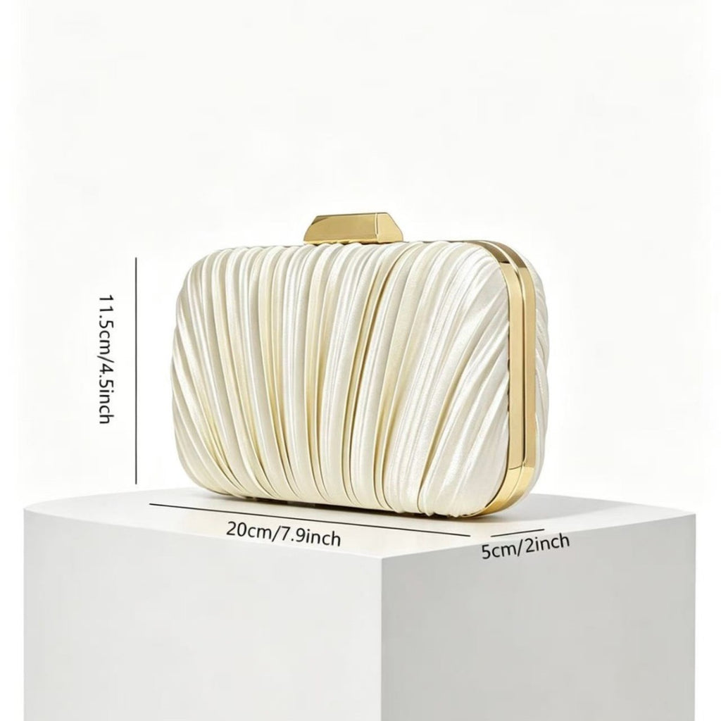 Pleated Silk-Texture Evening Clutch, product image 4