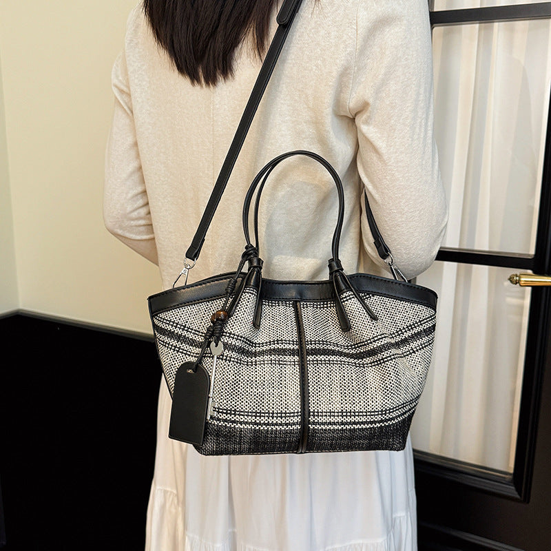 Monochrome Striped Structured Tote Bag, product image 4