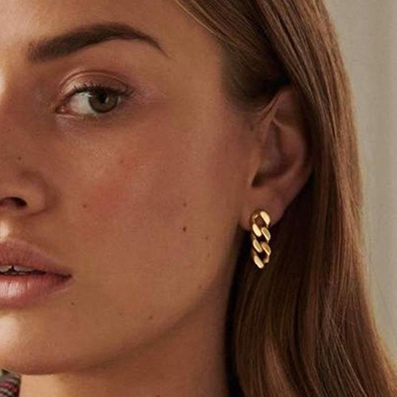 Curb Chain Drop Stud Earrings, product image 2