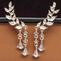 Crystal Leaf Tassel Stud Earrings, product image 4
