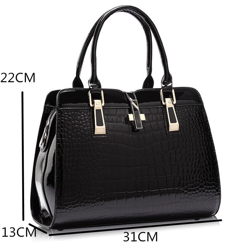 Glossy Croc-Embossed Top-Handle Satchel, product image 5