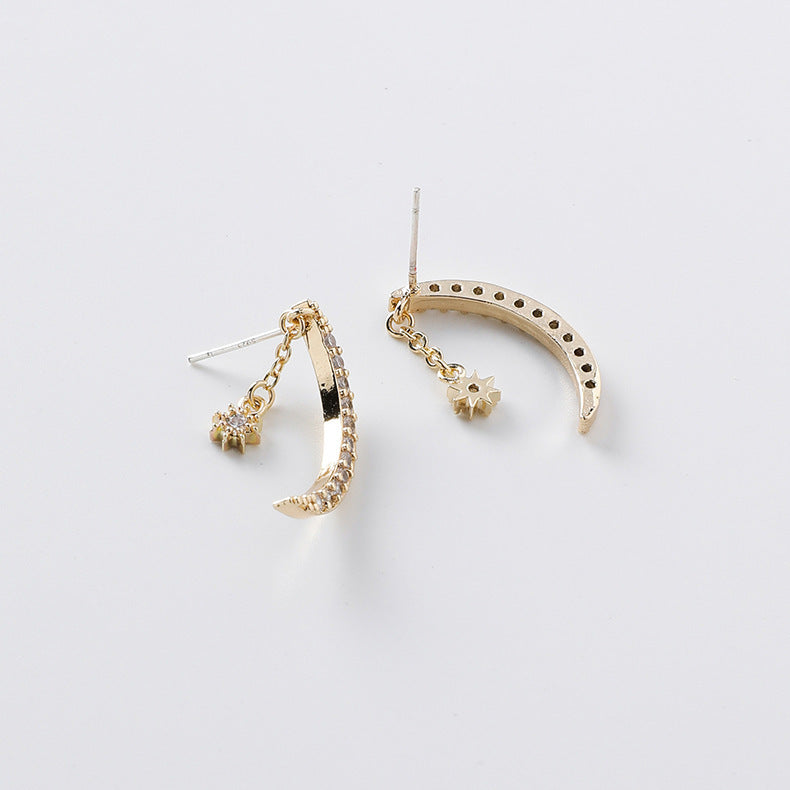 Crescent Moon and Star Drop Earrings, product image 2
