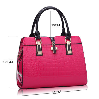 Glossy Croc-Embossed Top-Handle Satchel, product image 8