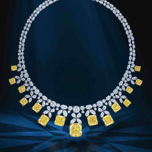 Canary Cushion Cut Statement Collar Necklace, product image 2