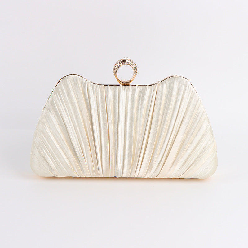 Champagne Pleated Silk Evening Bag, product image 7