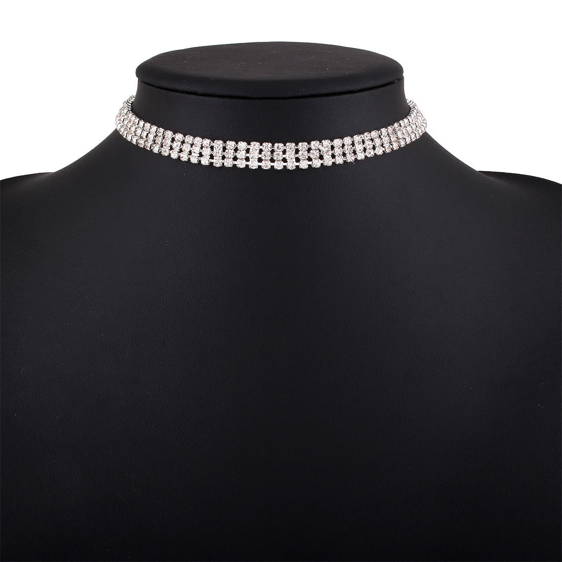 Multi-Row Rhinestone Choker Necklace, product image 2