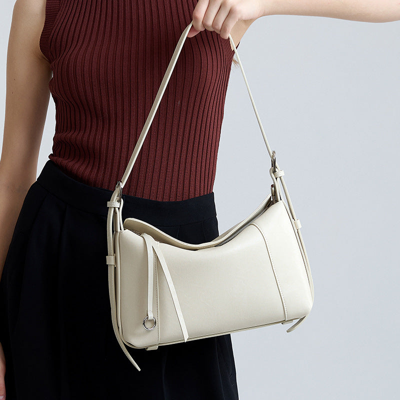 Sleek Draped Leather Shoulder Bag, product image 2