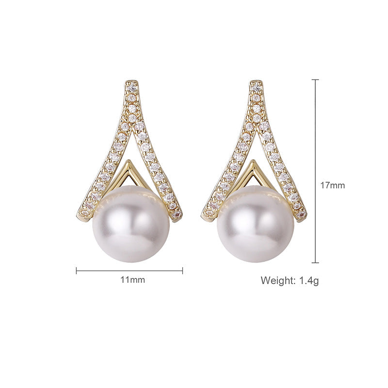 Geometric Pearl Stud Earrings, product image 3