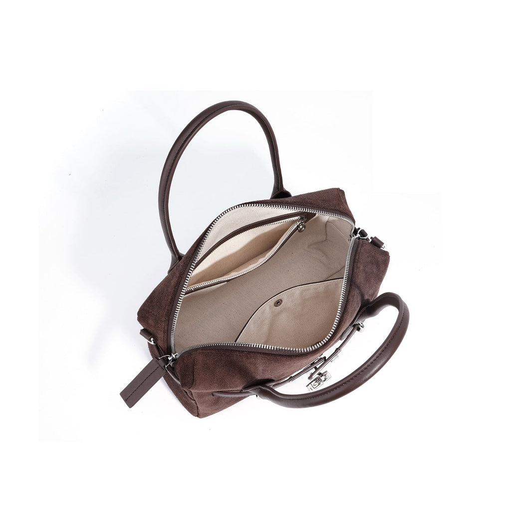 Structured Suede Lock Satchel, product image 4