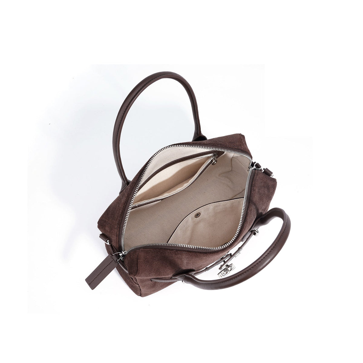 Structured Suede Lock Satchel, product image 4