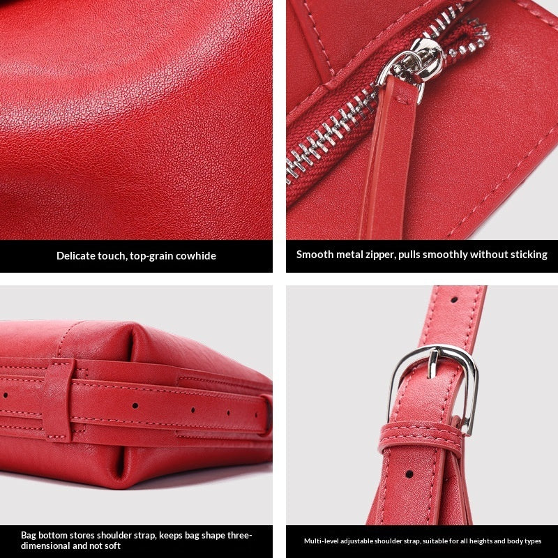 Sleek Draped Leather Shoulder Bag, product image 5