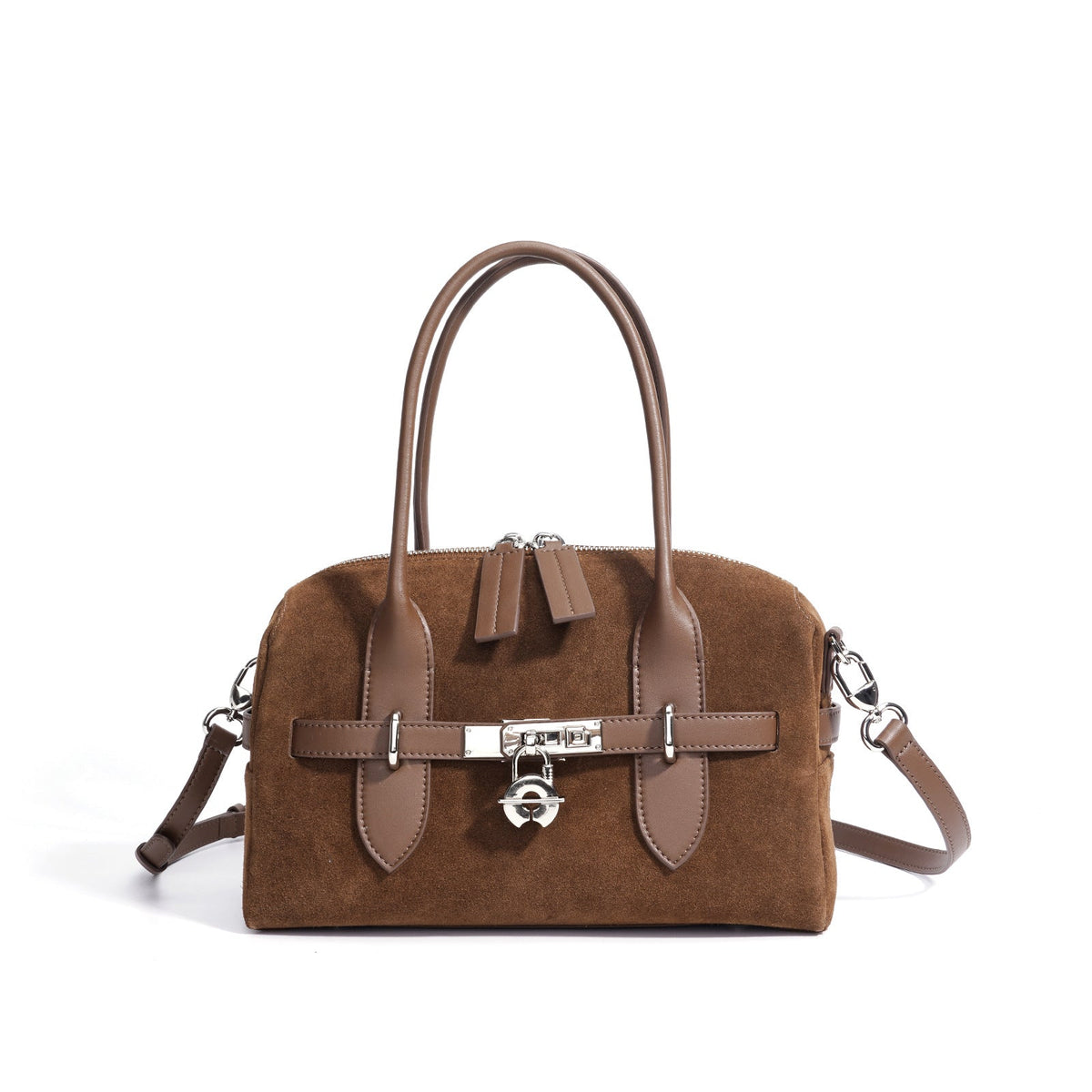 Structured Suede Lock Satchel, product image 3
