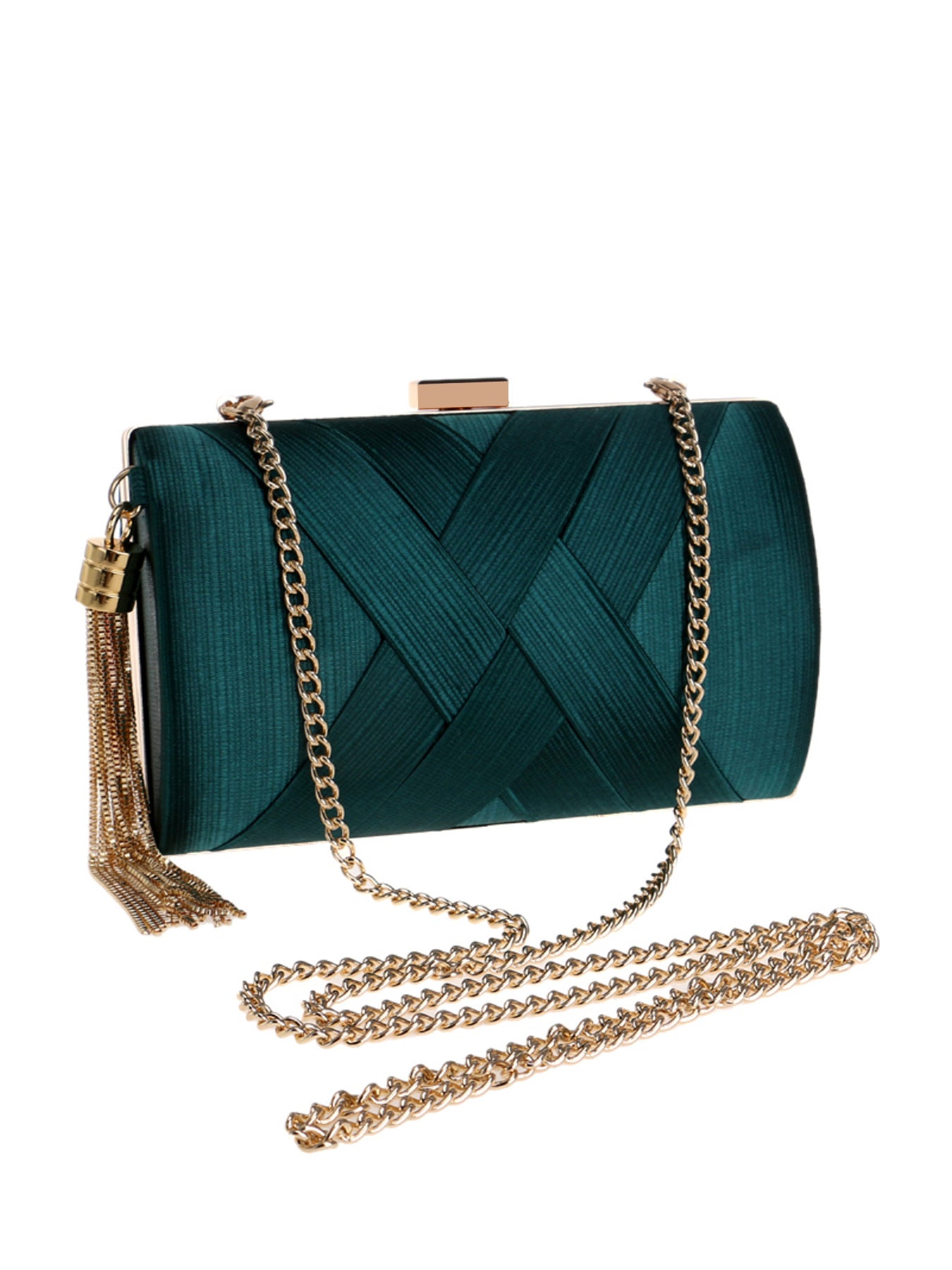 Woven-Texture Hard-Shell Evening Clutch, product image 8