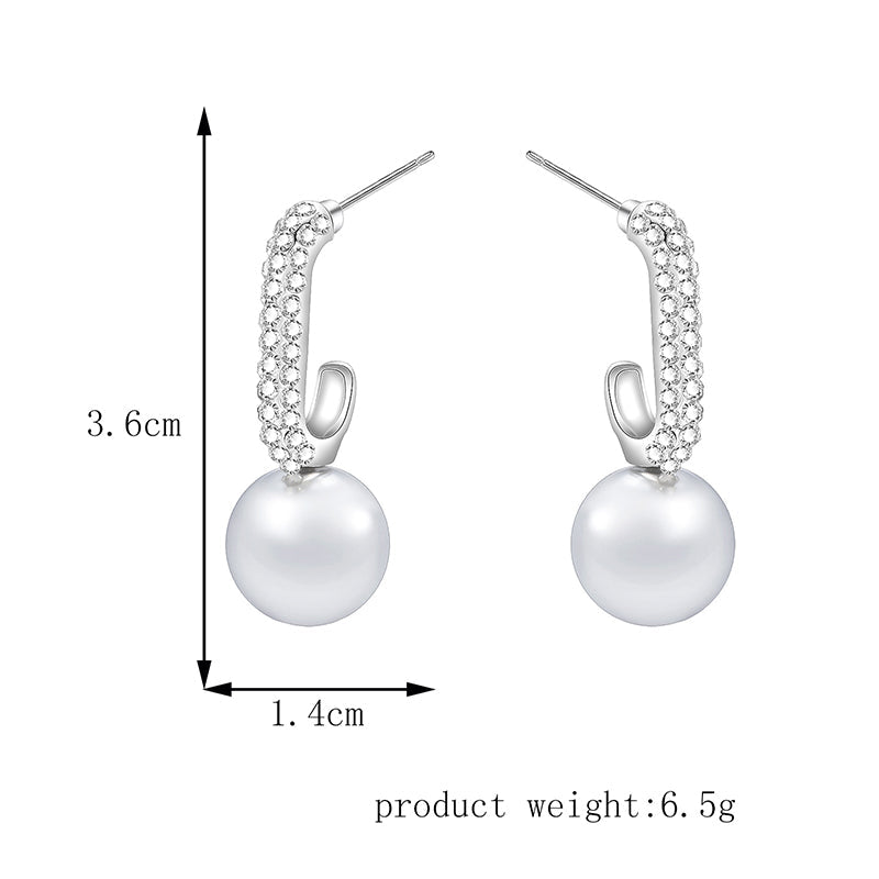 Crystal Pavé and Pearl Drop Earrings, product image 5