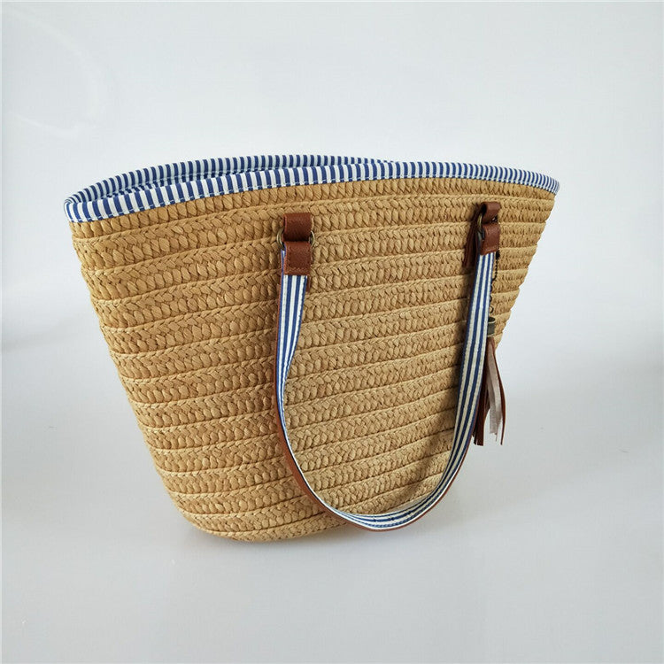Seaside Striped Woven Tote, product image 2