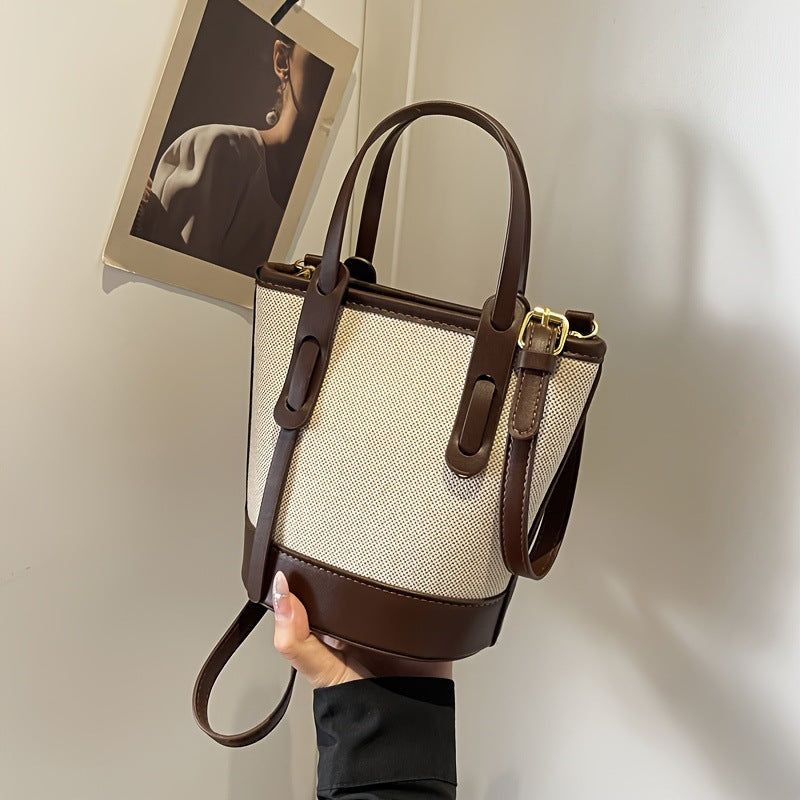 Structured Woven Panel Bucket Bag, product image 6