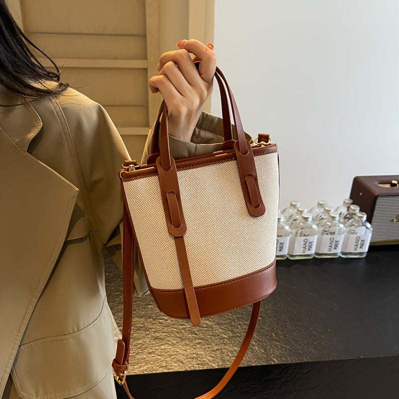 Structured Woven Panel Bucket Bag, product image 3