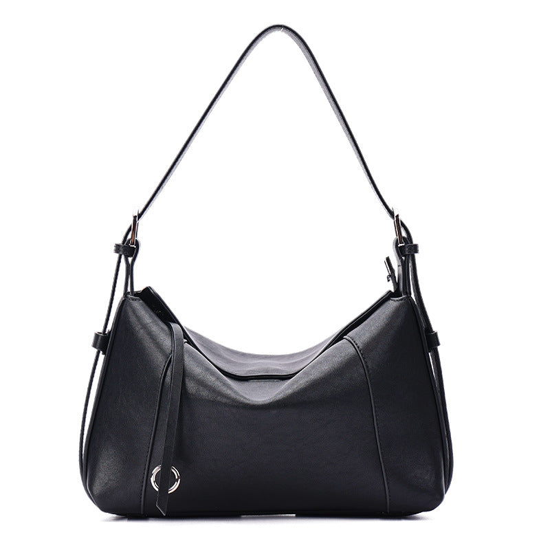 Sleek Draped Leather Shoulder Bag, product image 7