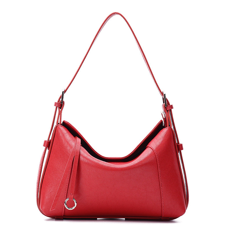 Sleek Draped Leather Shoulder Bag, product image 9