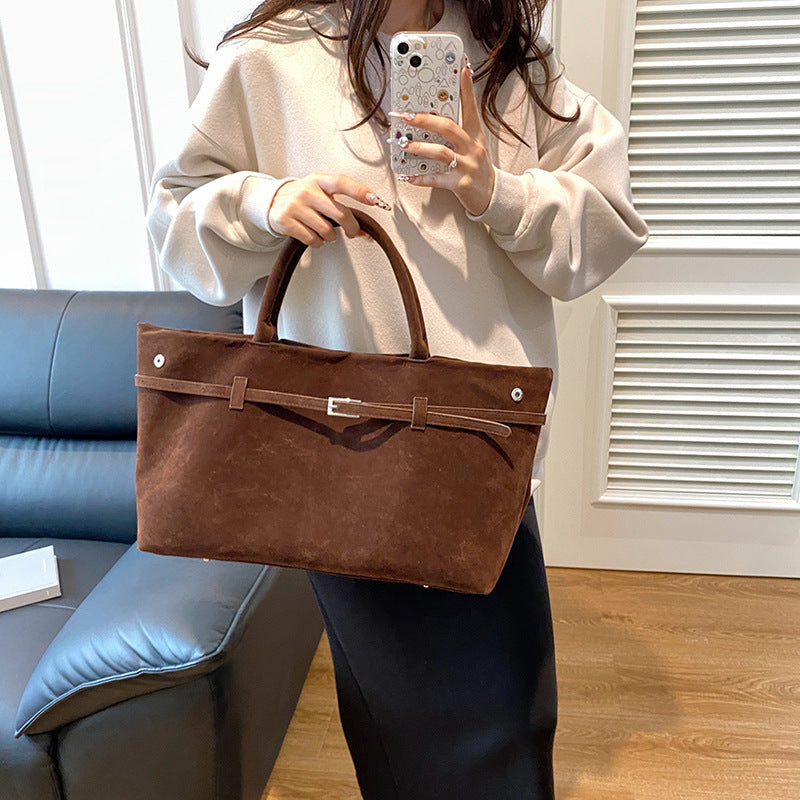 Belted Suede-Effect Tote Bag, product image 3