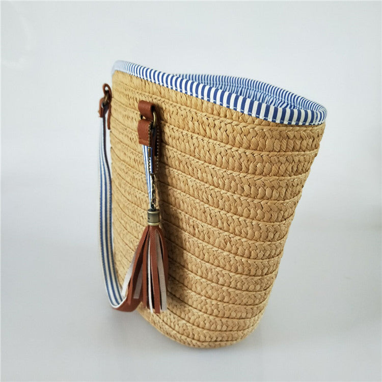 Seaside Striped Woven Tote, product image 7
