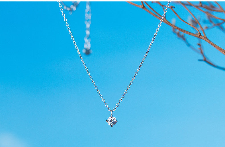 Solitaire Sterling Silver Pendant Necklace, product image 3