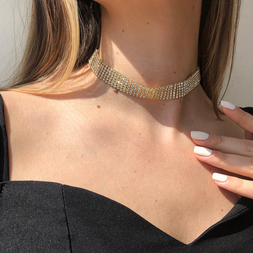 Multi-Row Rhinestone Choker Necklace, product image 3