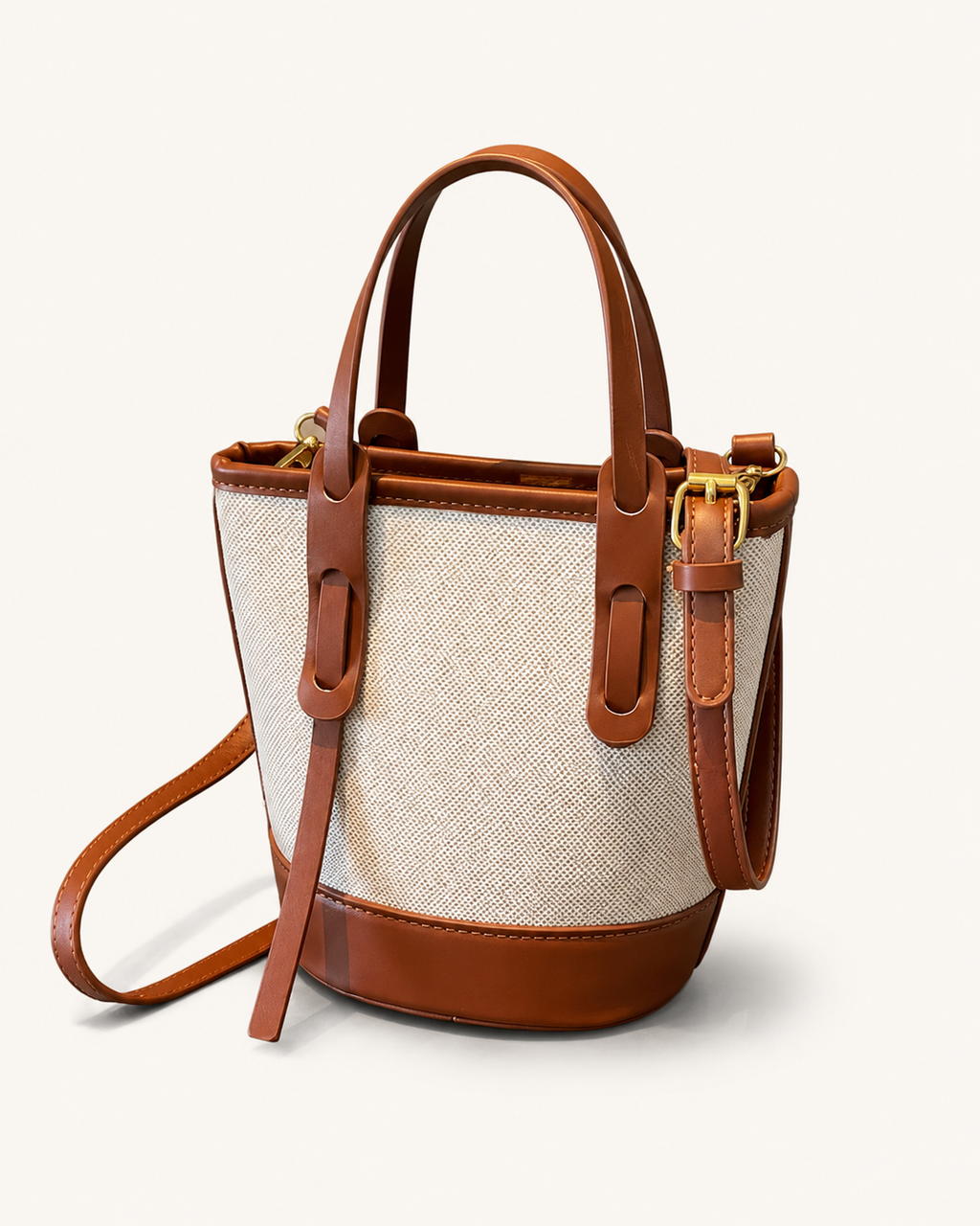 Structured Woven Panel Bucket Bag, product image 1