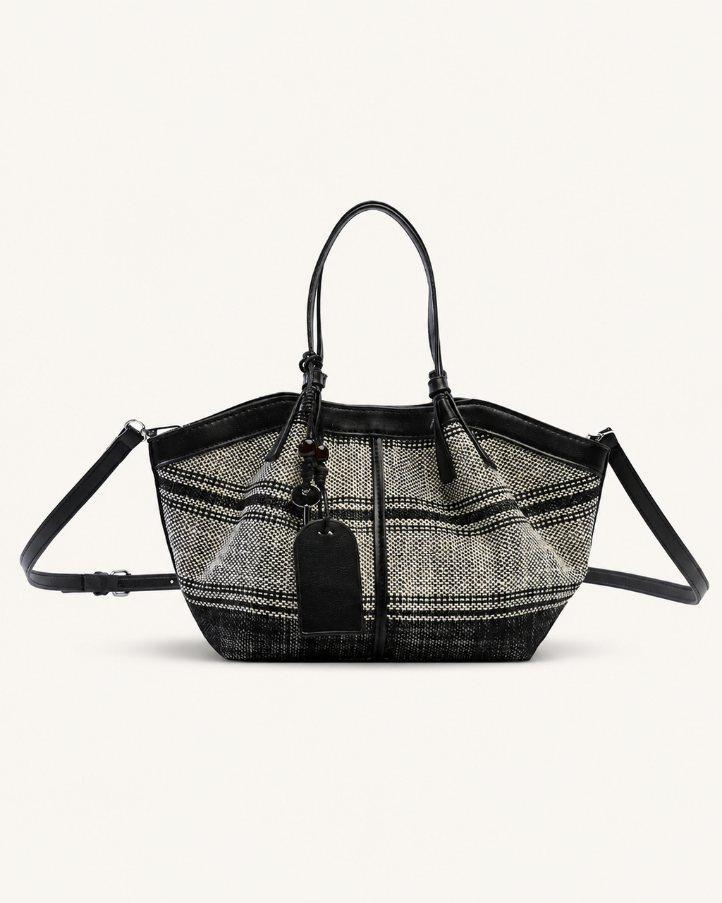 Monochrome Striped Structured Tote Bag, product image 1