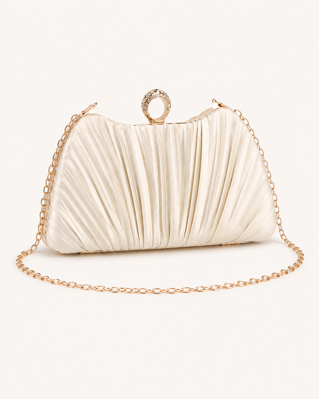 Champagne Pleated Silk Evening Bag, product image 1