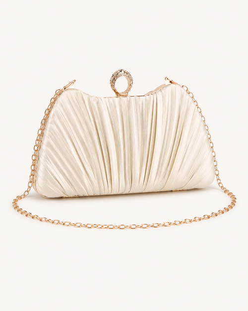 Champagne Pleated Silk Evening Bag, product image 1