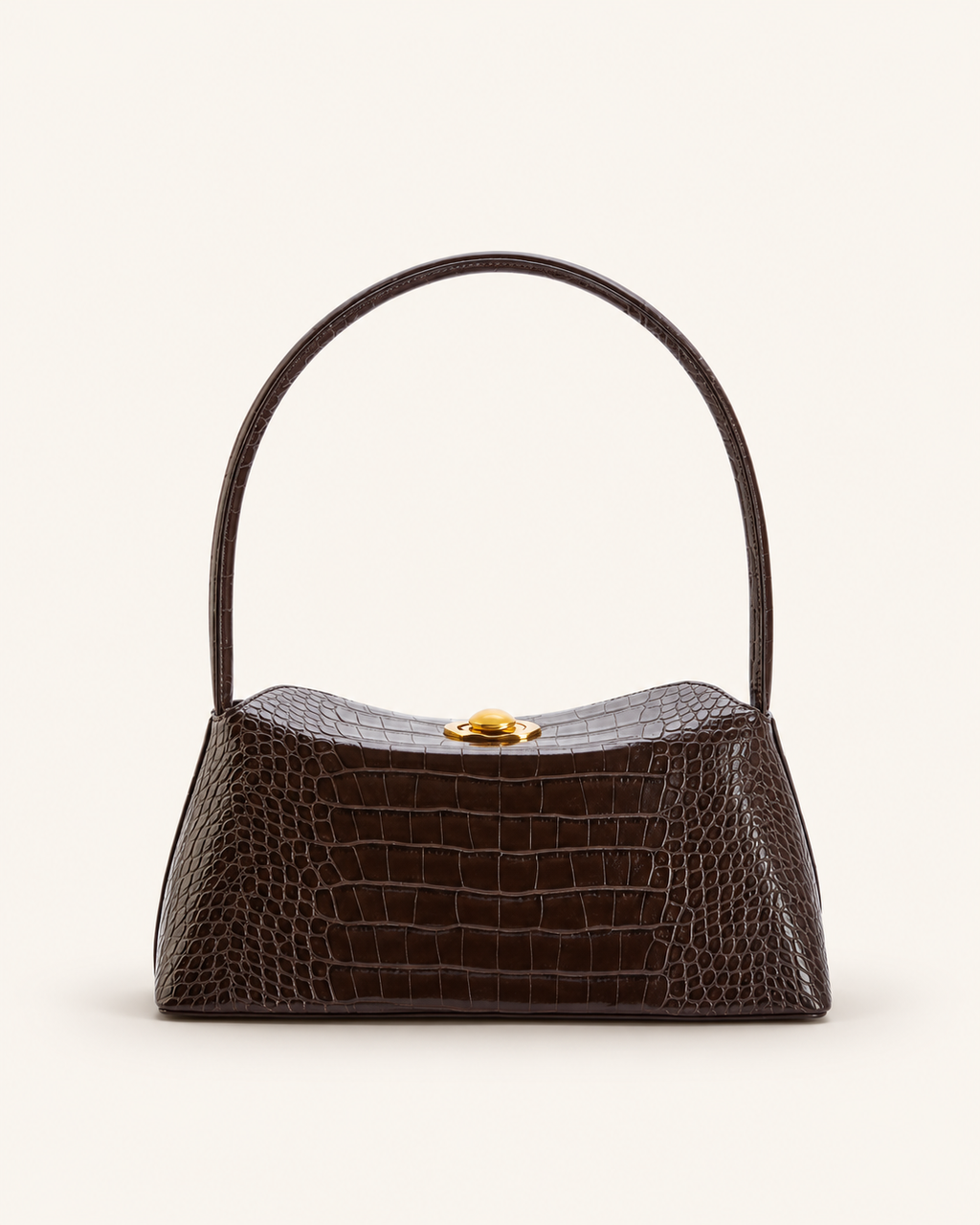 Structured Croc-Effect Shoulder Bag