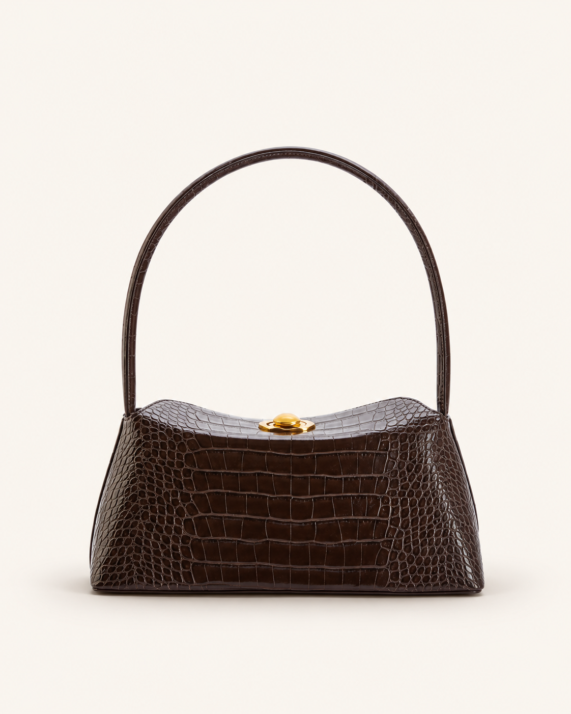 Structured Croc-Effect Shoulder Bag