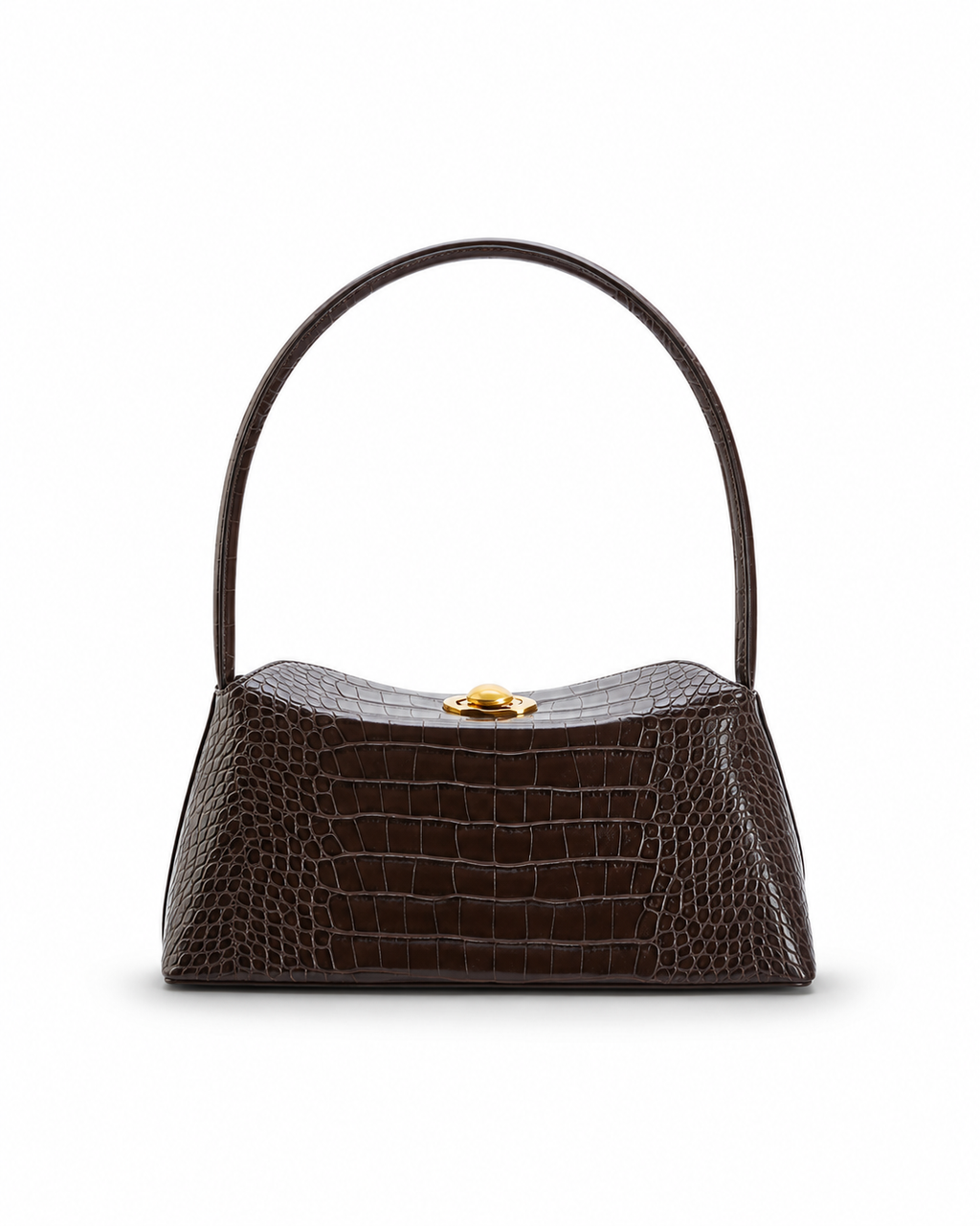 Structured Croc-Effect Shoulder Bag