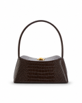 Structured Croc-Effect Shoulder Bag