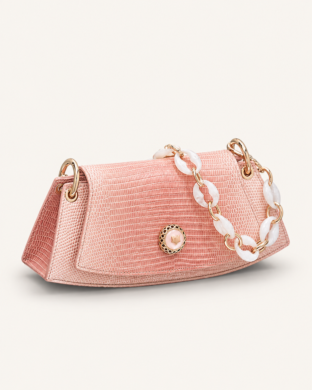 Trapeze Lizard-Effect Shoulder Bag