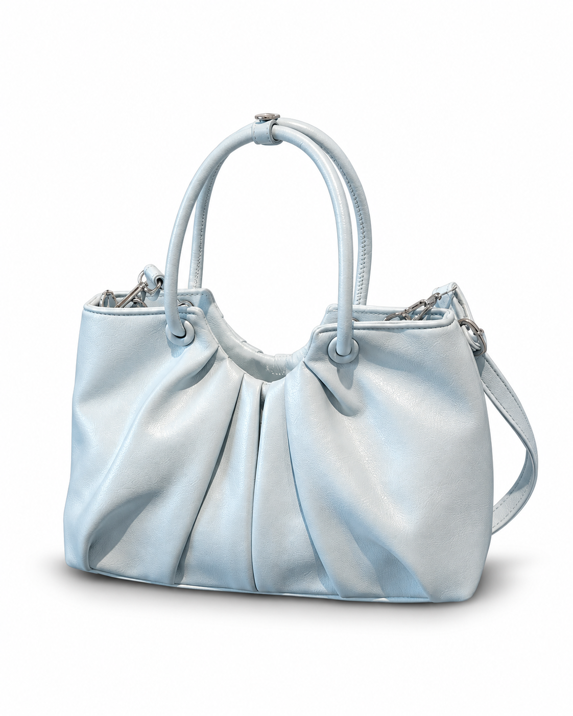 Pleated Front Top-Handle Bag